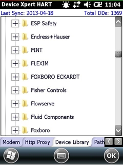 Field Xpert SFX370: Device Library View