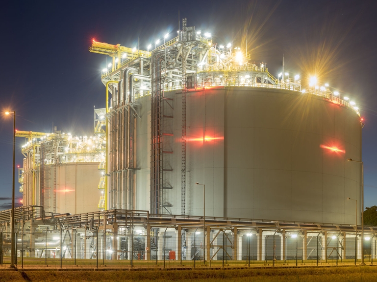 Liquefied natural gas storage tanks at an LNG terminal LNG storage tanks at a terminal in Poland